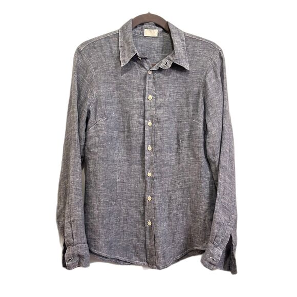 CP SHADES Gray Linen Button Up Long Sleeve Shirt Top Mens Size Small - Picture 1 of 9